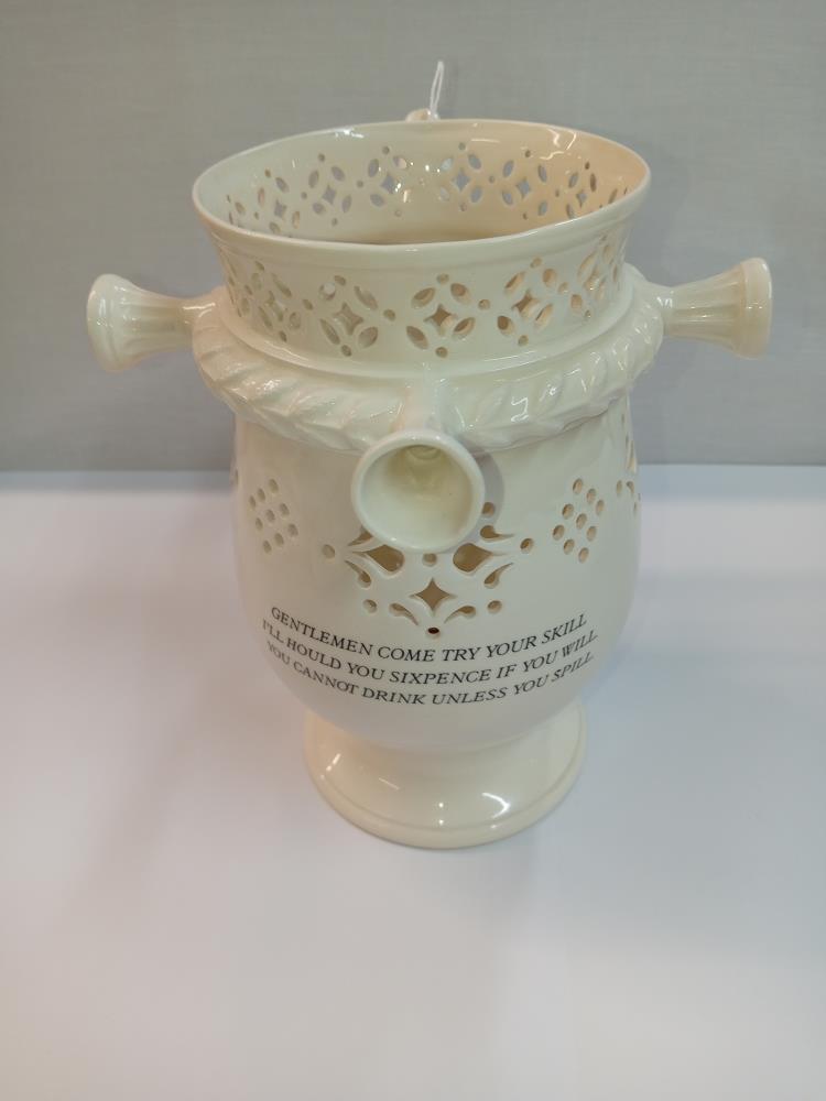 A Leedsware classical creamware puzzle jug. Height 20cm - Image 2 of 5