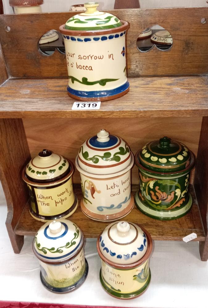 6 Torquay pottery tobacco/jam pots