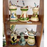 6 Torquay ware hat pin stands