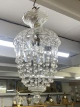 A good quality 'Basket' chandelier, Some of the rectangle drops are chipped. Otherwise in good