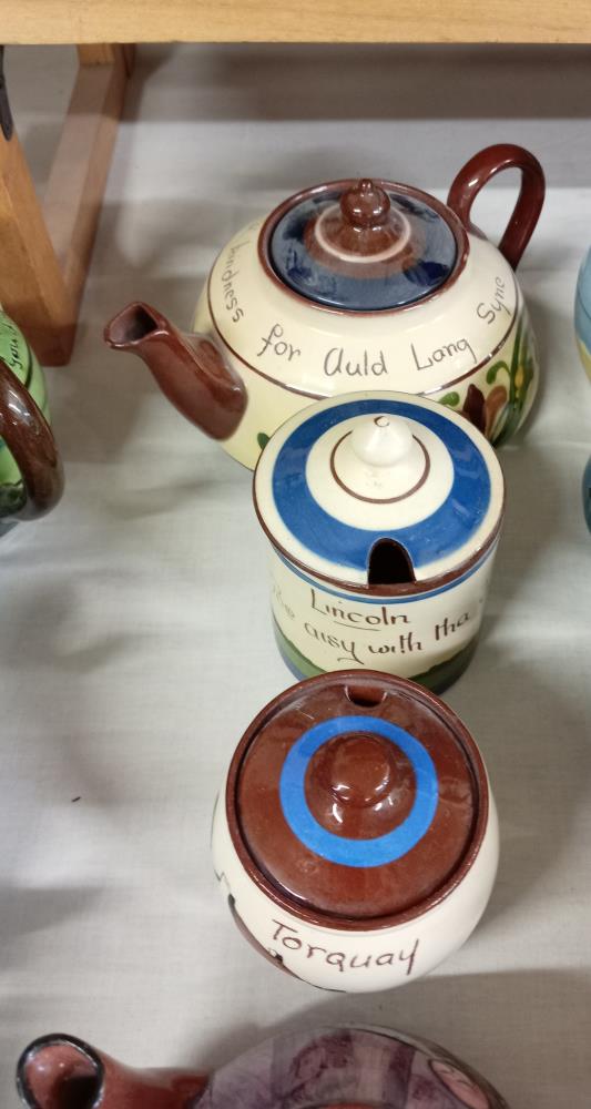 A quantity of Torquay ware preserve pots & tea pots. 7 Pieces. - Image 2 of 3