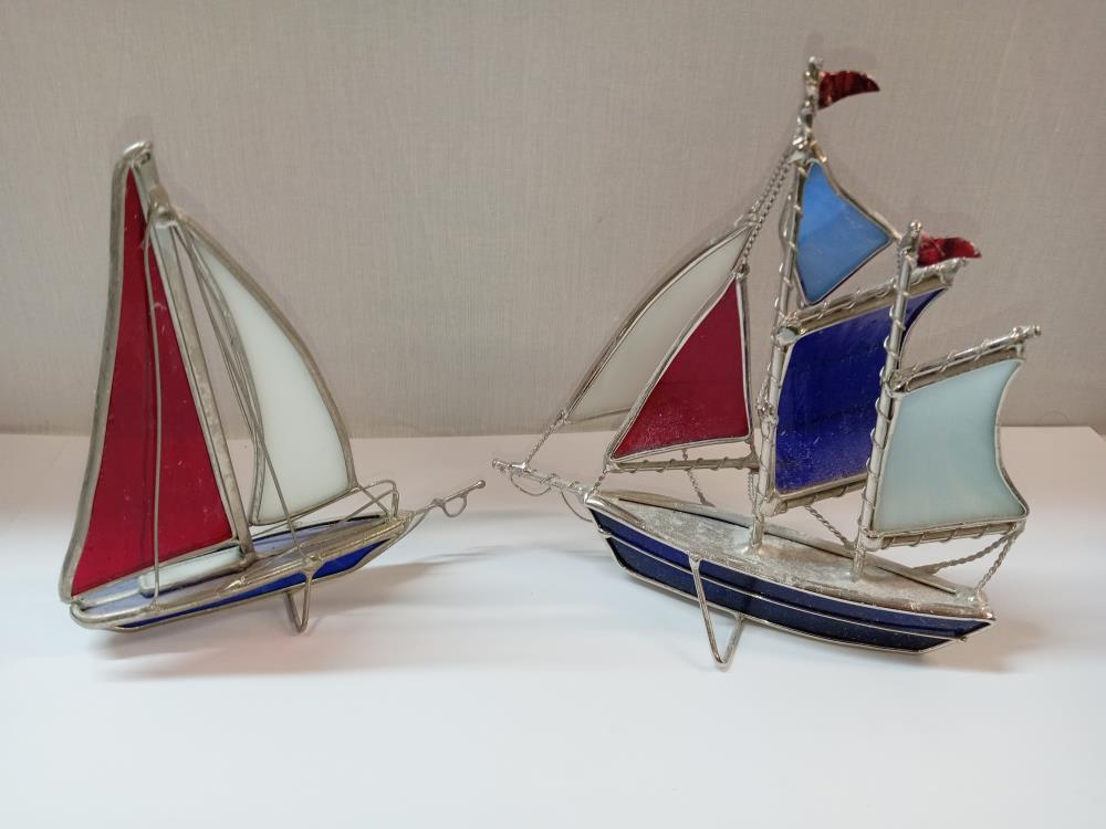 4 stained glass yachts/ships - Image 3 of 3