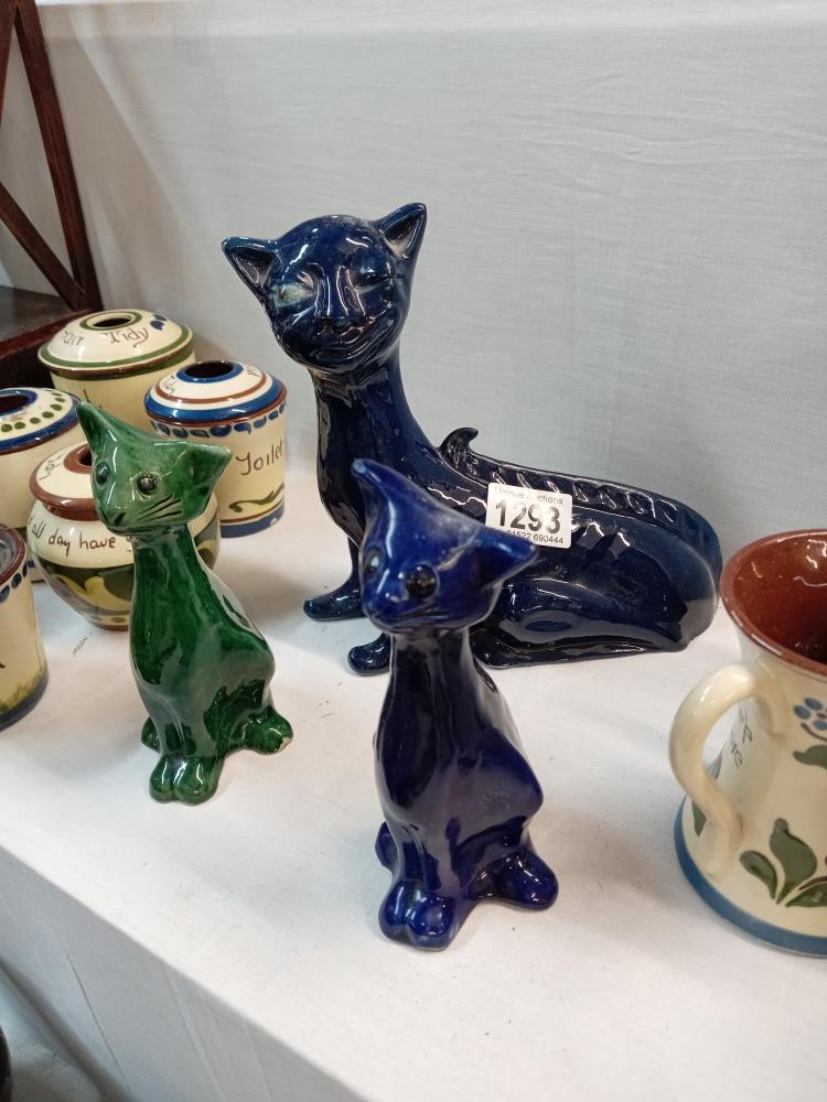 A Lauder Barum pottery cat & 2 others - Image 2 of 2