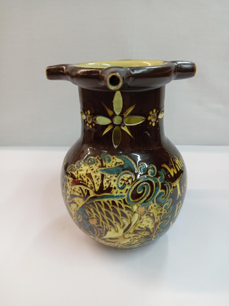 C H Brannam barum pottery puzzle jug. Height 17.5cm - Image 2 of 5