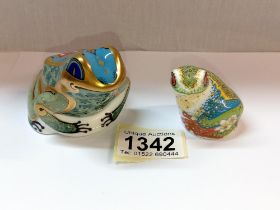 2 Royal Crown Derby frog paperweights with gold stoppers