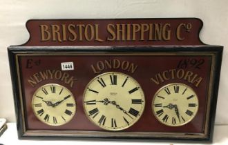 A Bristol shipping co. Triple wall clock by counting corner 66x41 cm.