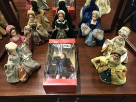 Henry Viii Peggy Nisbet costume doll and his six wives & 1 other