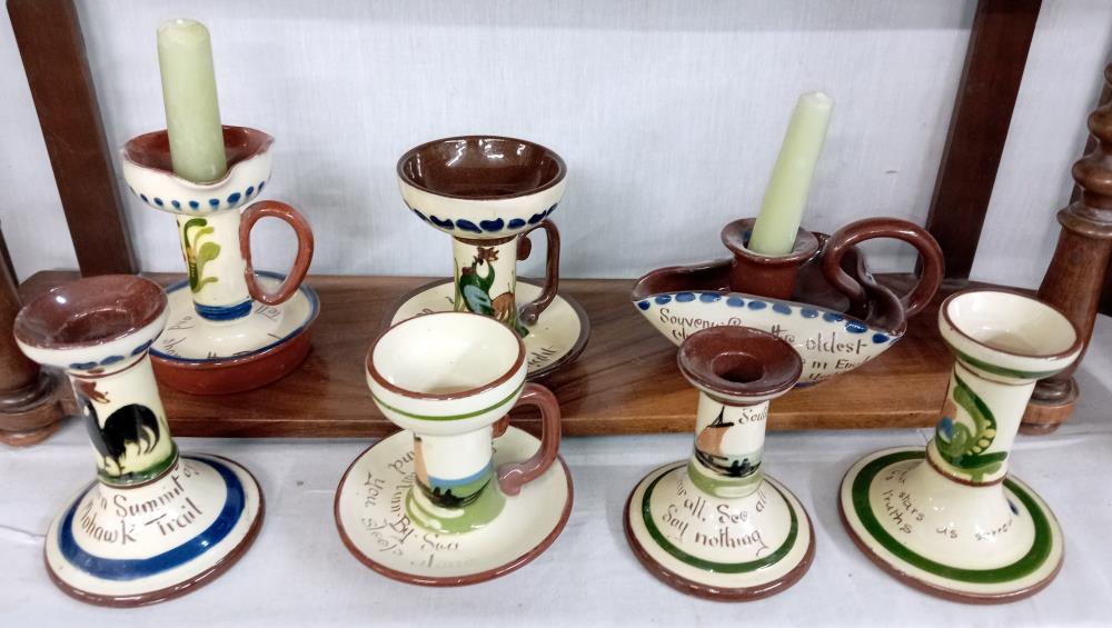 11 Torquay ware candlesticks - Image 3 of 3