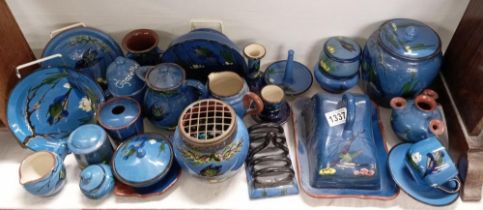 A good selection of blue glazed Watcombe pottery