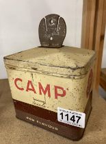A Vintage Camp coffee tin / string box