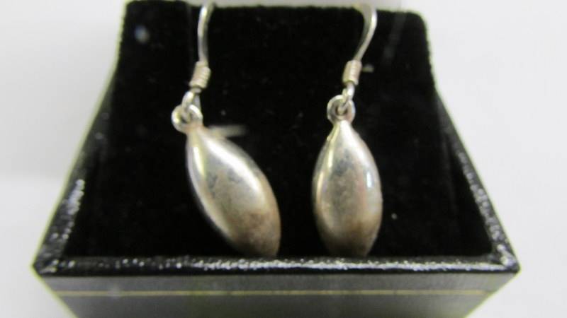 A pair of 9ct white gold drop earrings, 1.76 grams. - Image 2 of 2