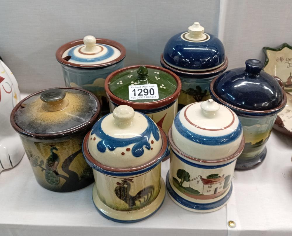 7 Torquay ware tobacco/jam pots