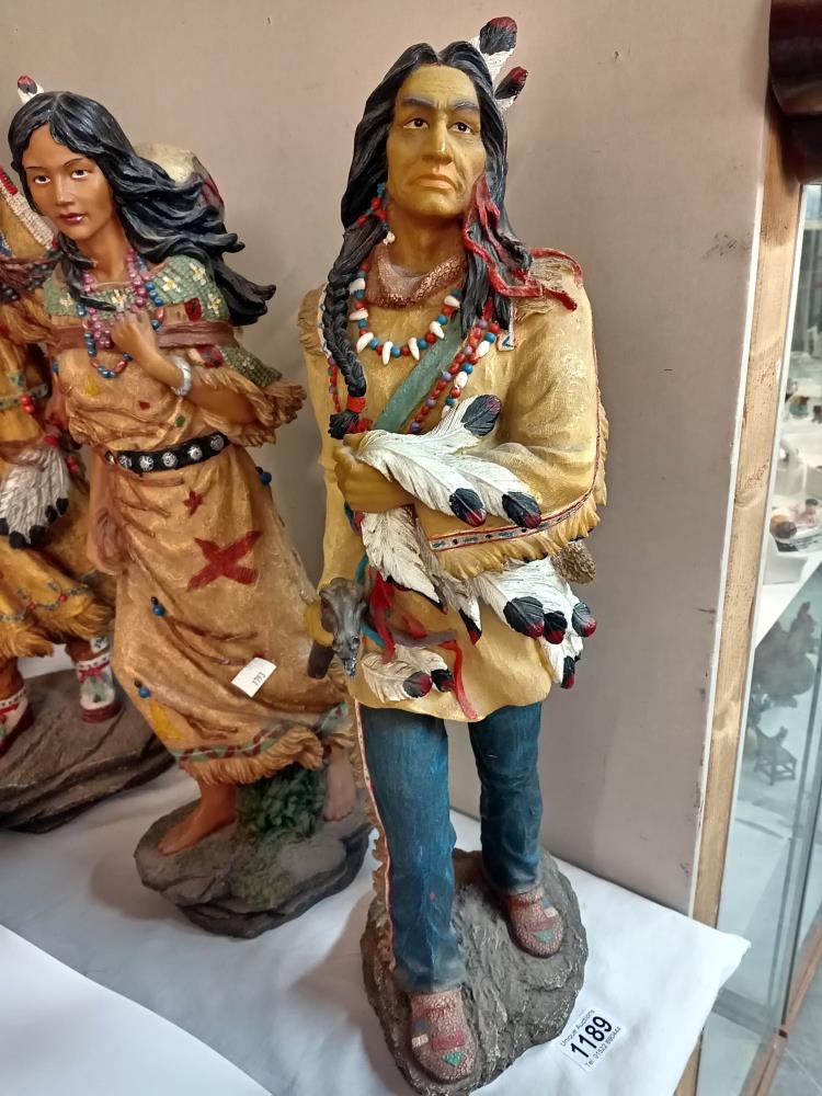 3 painted resin American Indian figures - Image 4 of 4