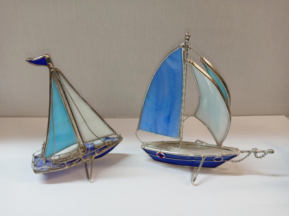 4 stained glass yachts/ships - Image 2 of 3