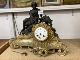 A French Spelter and brass ormolu mantle clock