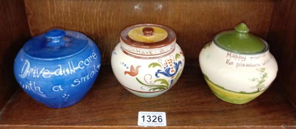 7 Torquay ware tobacco jar/ jam pots - Bild 2 aus 3