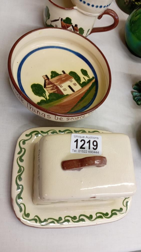 A Watcombe pottery shaving mug & other Torquay ware including butter dish etc. 5 Items - Image 3 of 3