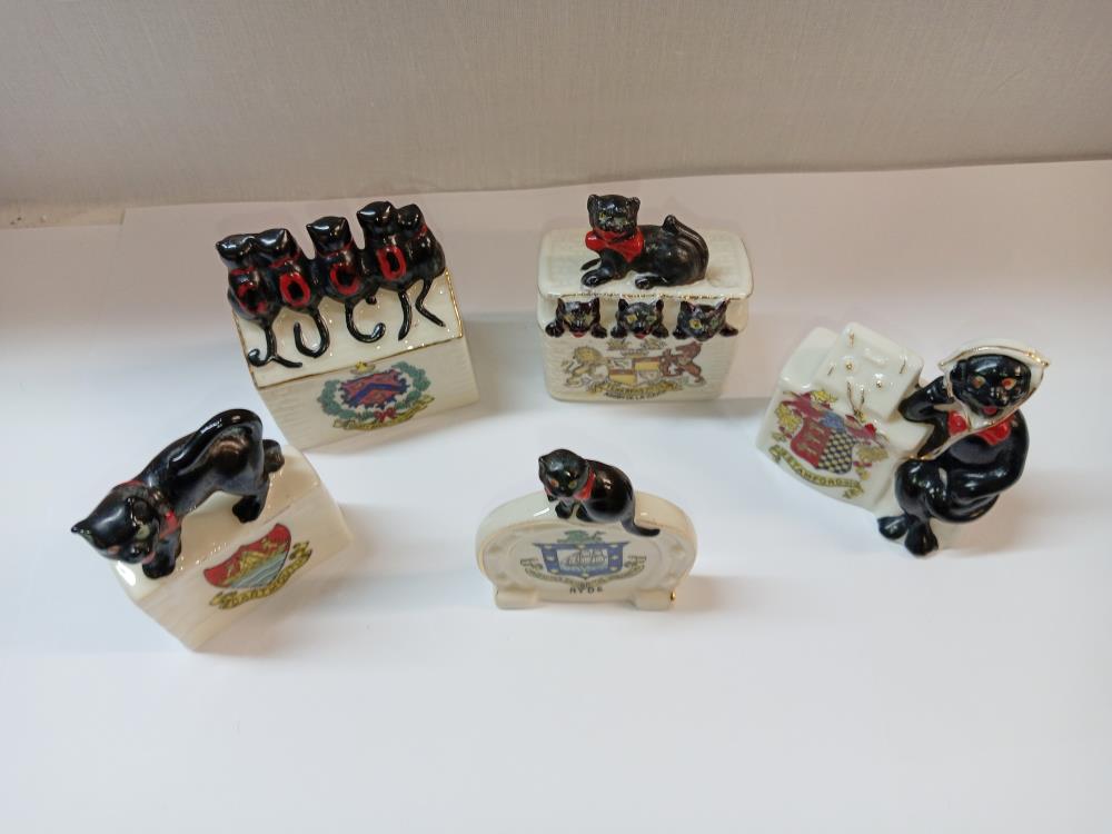5 crested ware china items with black cats - Image 2 of 4