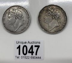 An 1821 & 1822 George IV Sliver Crown