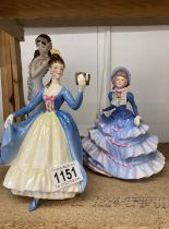 Three lady figurines. 2 royal Doulton & 1 Coalport.