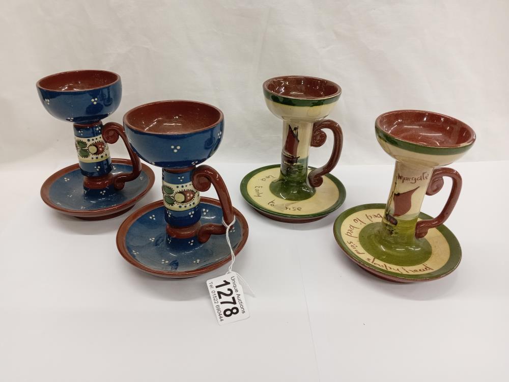 2 pairs of Torquay ware etc. Candlesticks including Aller Vale