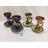 2 pairs of Torquay ware etc. Candlesticks including Aller Vale