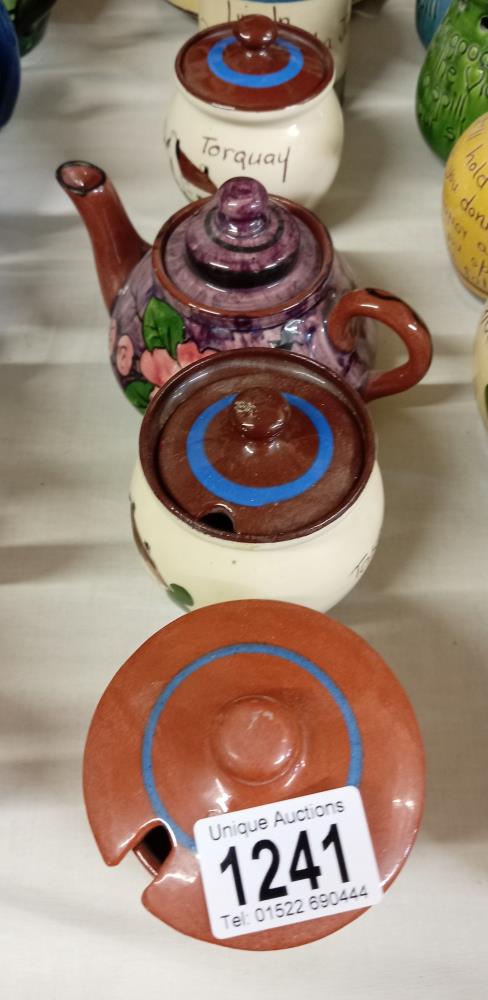 A quantity of Torquay ware preserve pots & tea pots. 7 Pieces. - Image 3 of 3