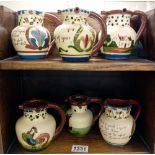 6 Torquay ware mid size puzzle jugs