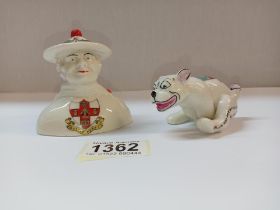 A crested china Bonzo dog & a figure head bust