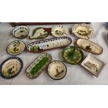 A good selection of Torquay ware small dishes, pin trays & cash trays