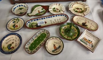 A good selection of Torquay ware small dishes, pin trays & cash trays