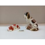2 Royal Crown Derby dogs 'puppy & Molly' both with gold stoppers
