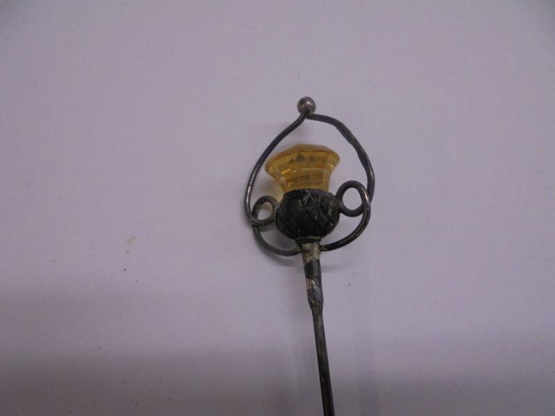 Four early 20th century silver hat pins. - Image 3 of 6