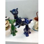 A Lauder Barum pottery cat & 2 others