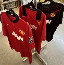 3 official Nike Manchester United football shirts all Aon sponsors, Giggs Champions