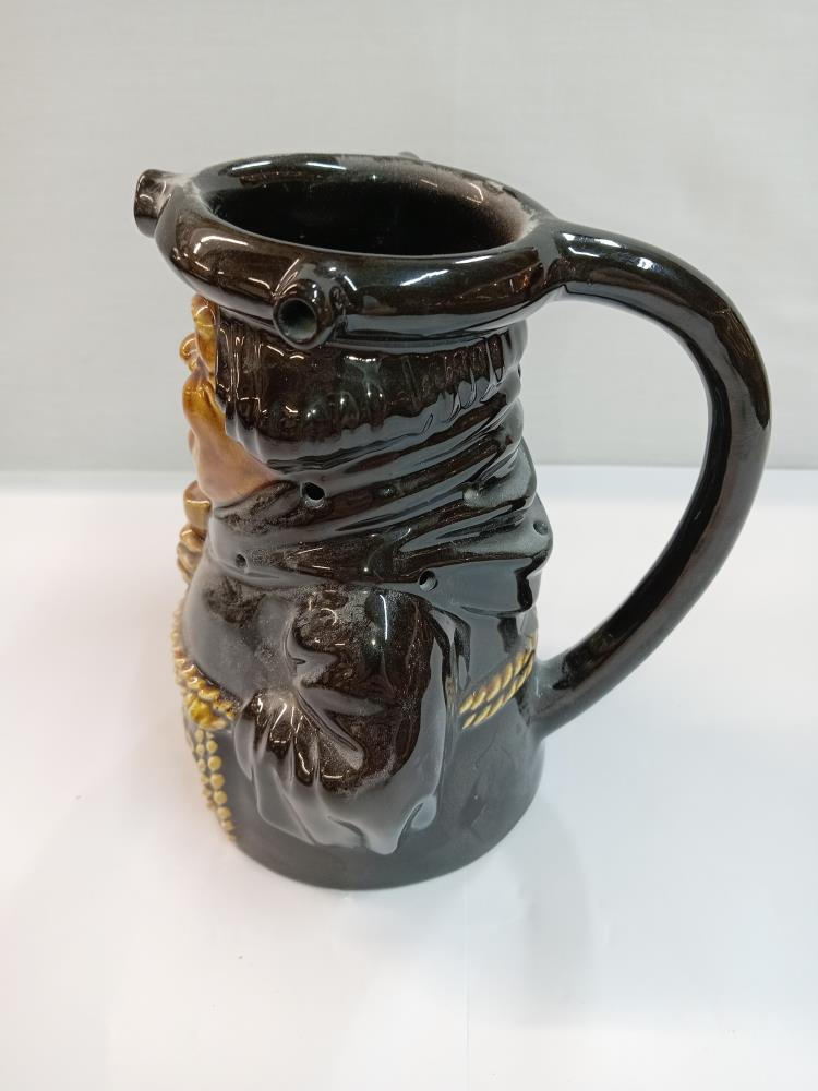 A Dartmouth pottery Black Friar gin Toby puzzle jug. Height 17cm - Image 2 of 5