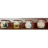 4 Torquay pottery puzzle jugs