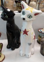 2 large C M Brannham pottery cats. Height 35cm