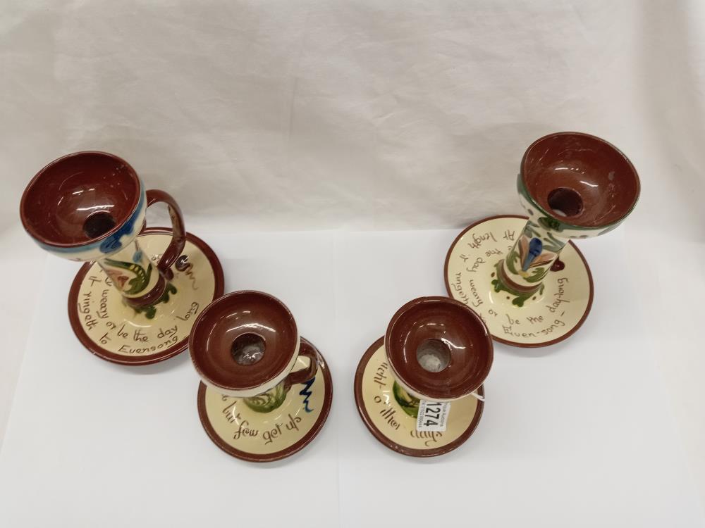 2 pairs of candlesticks, Watcombe & Longpark Torquay. Height 14cm & 18cm - Bild 2 aus 4