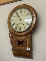 A drop dial inlaid wall clock (striking spring a/f)