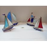 4 stained glass yachts/ships