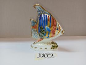 A Royal Crown Derby Angel Fish with gold stopper