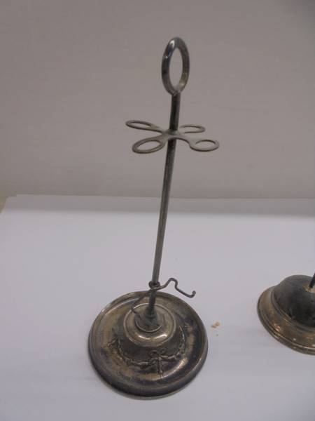 Four silver hat pin stands and two others. - Image 3 of 7