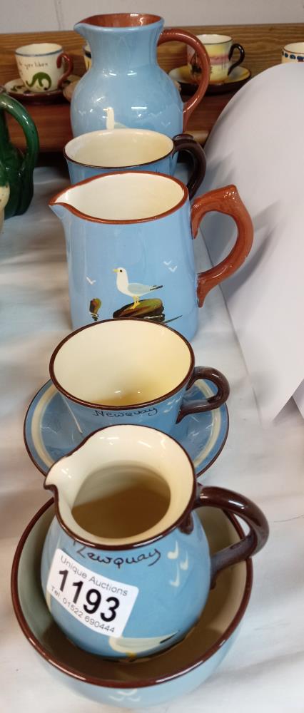 A quantity of Babbacombe & Dartmouth pottery etc Blue Glaze seagull pottery including Satirical