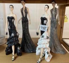 Four fashion lady figurines