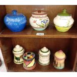 7 Torquay ware tobacco jar/ jam pots