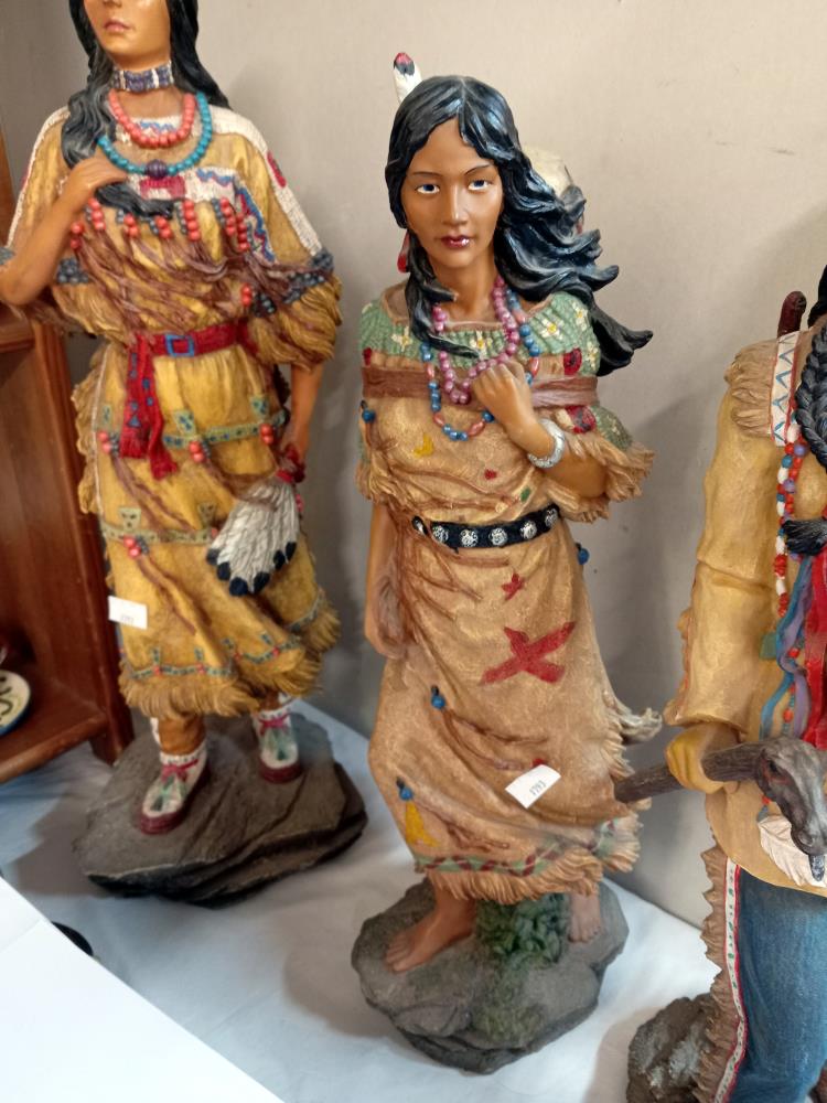 3 painted resin American Indian figures - Image 3 of 4