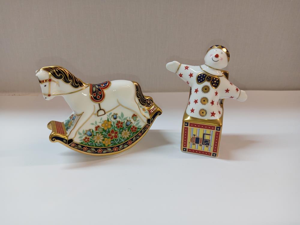 2 Royal Crown Derby Teddies, Rag Doll, clown, rocking horse & Jack in the box - Image 6 of 7