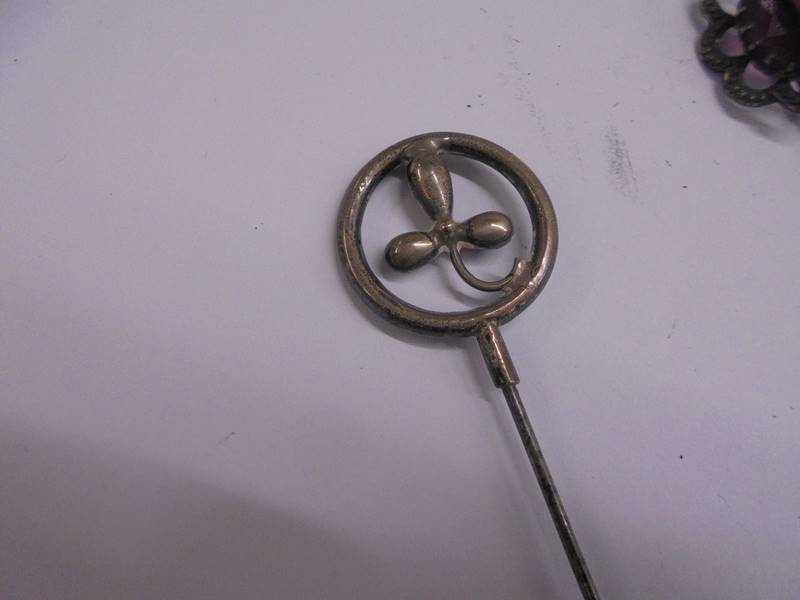 Four unmarked early 20th century hat pins. - Image 6 of 6