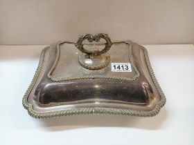 A silver plate lidded tureen
